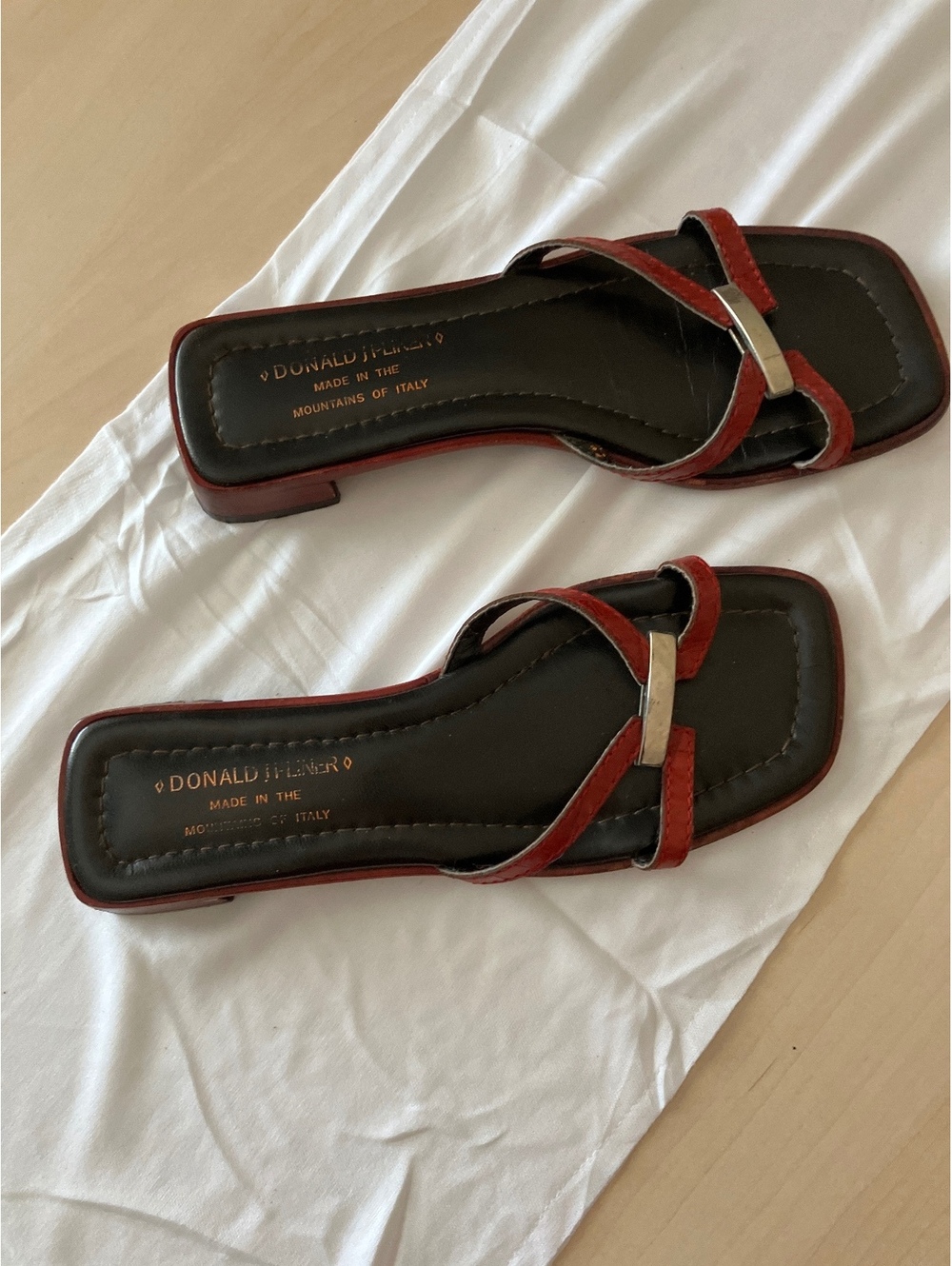 P/L Donald J Pliner Red Strappy Sandals Made in Italy